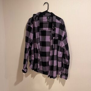 H&M Men’s Black & Purple Plaid Button-Down Shirt